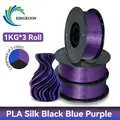 PLA Seidenfilament 3-Farben 1 kg bis 5 kg 1,75 mm – Farbe 3KG BlackBluePurple