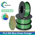 PLA Seidenfilament 3-Farben 1 kg bis 5 kg 1,75 mm – Farbe 3KG BlueGreenOrange