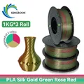 PLA Seidenfilament 3-Farben 1 kg bis 5 kg 1,75 mm – Farbe 3KG GoldenGreenRed