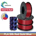 PLA Seidenfilament 3-Farben 1 kg bis 5 kg 1,75 mm – Farbe 3KG Red Gold Blue