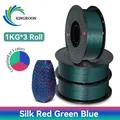 PLA Seidenfilament 3-Farben 1 kg bis 5 kg 1,75 mm – Farbe 3KG RedGreenBlue