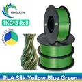 PLA Seidenfilament 3-Farben 1 kg bis 5 kg 1,75 mm – Farbe 3KG YellowBlueGreen