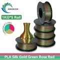 PLA Seidenfilament 3-Farben 1 kg bis 5 kg 1,75 mm – Farbe 5KG GoldenGreenRed