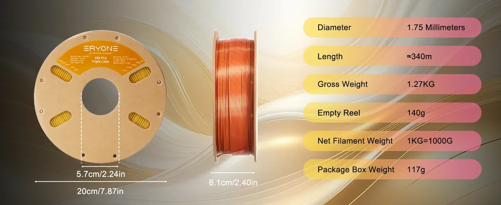PLA Seidenfilament dreifarbig 1 kg pro Spule