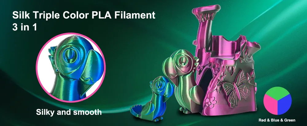 PLA Seidenfilament dreifarbig 1 kg pro Spule