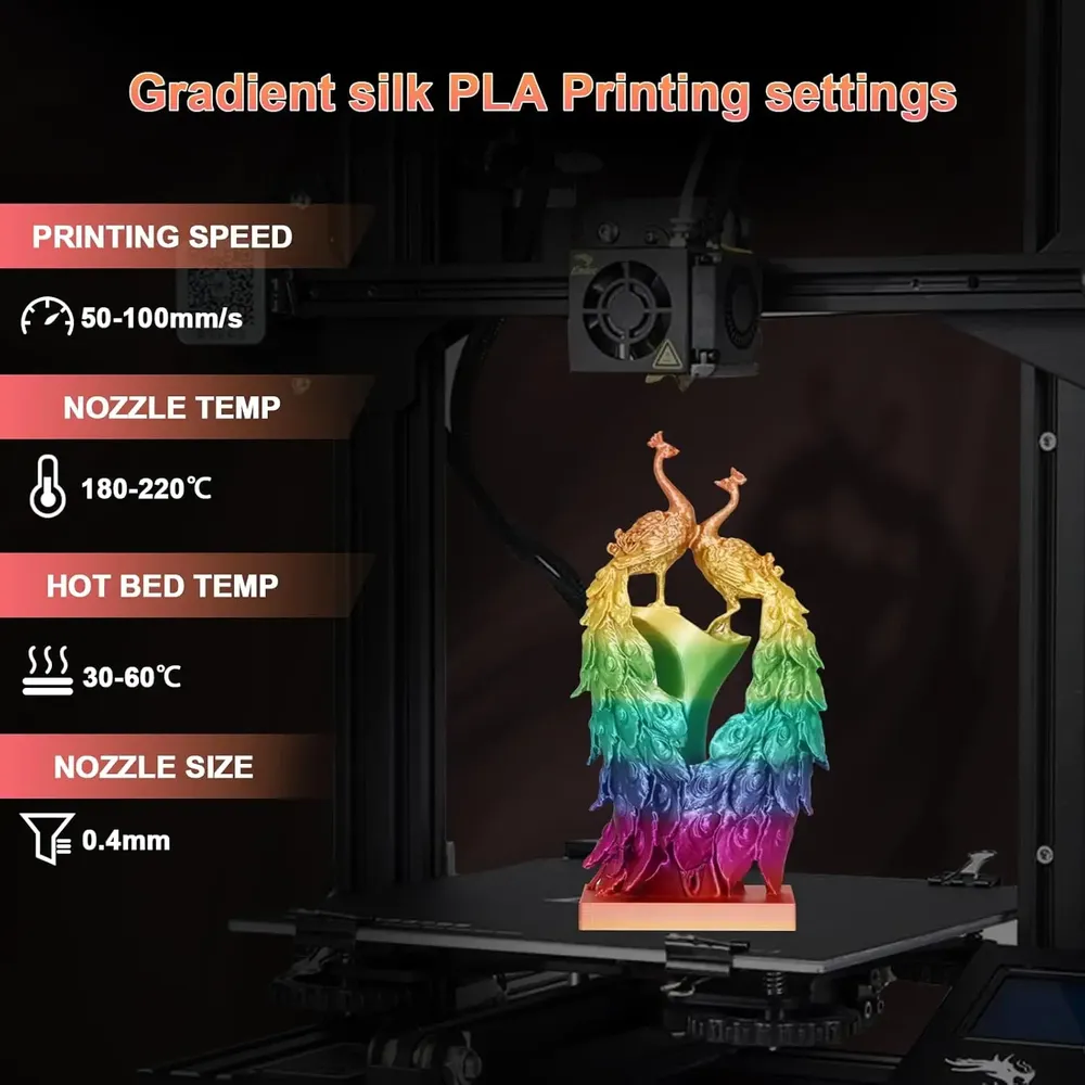 PLA Seidenfilament Regenbogenfarben 250 g 1,75 mm