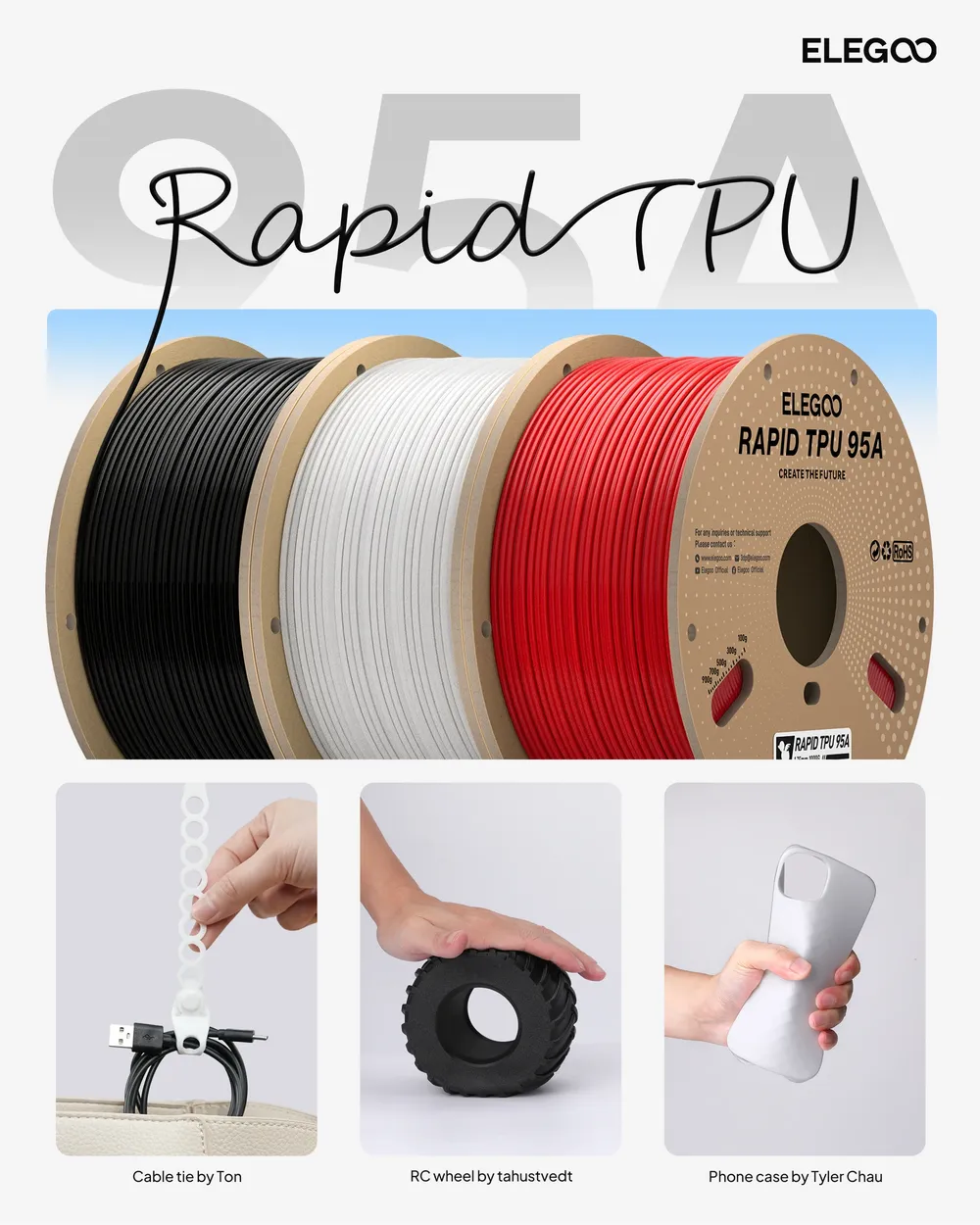 Rapid TPU Filament 1,75 mm 1 bis 10 kg Hochgeschwindigkeits