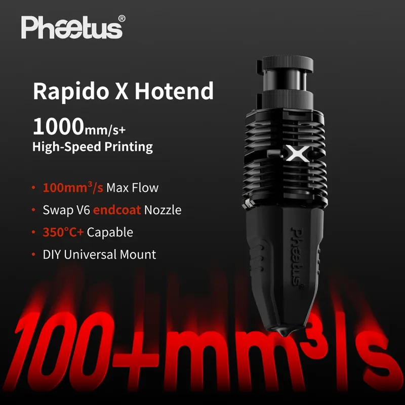 Rapido X Hotend für Hochgeschwindigkeitsdruck mit V6 Düse