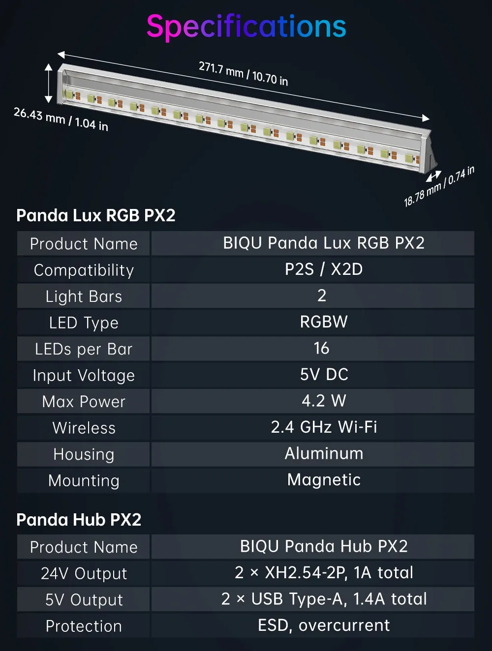 RGBW-Statusleuchte PX2 für Bambu Lab P2S X2D Drucker