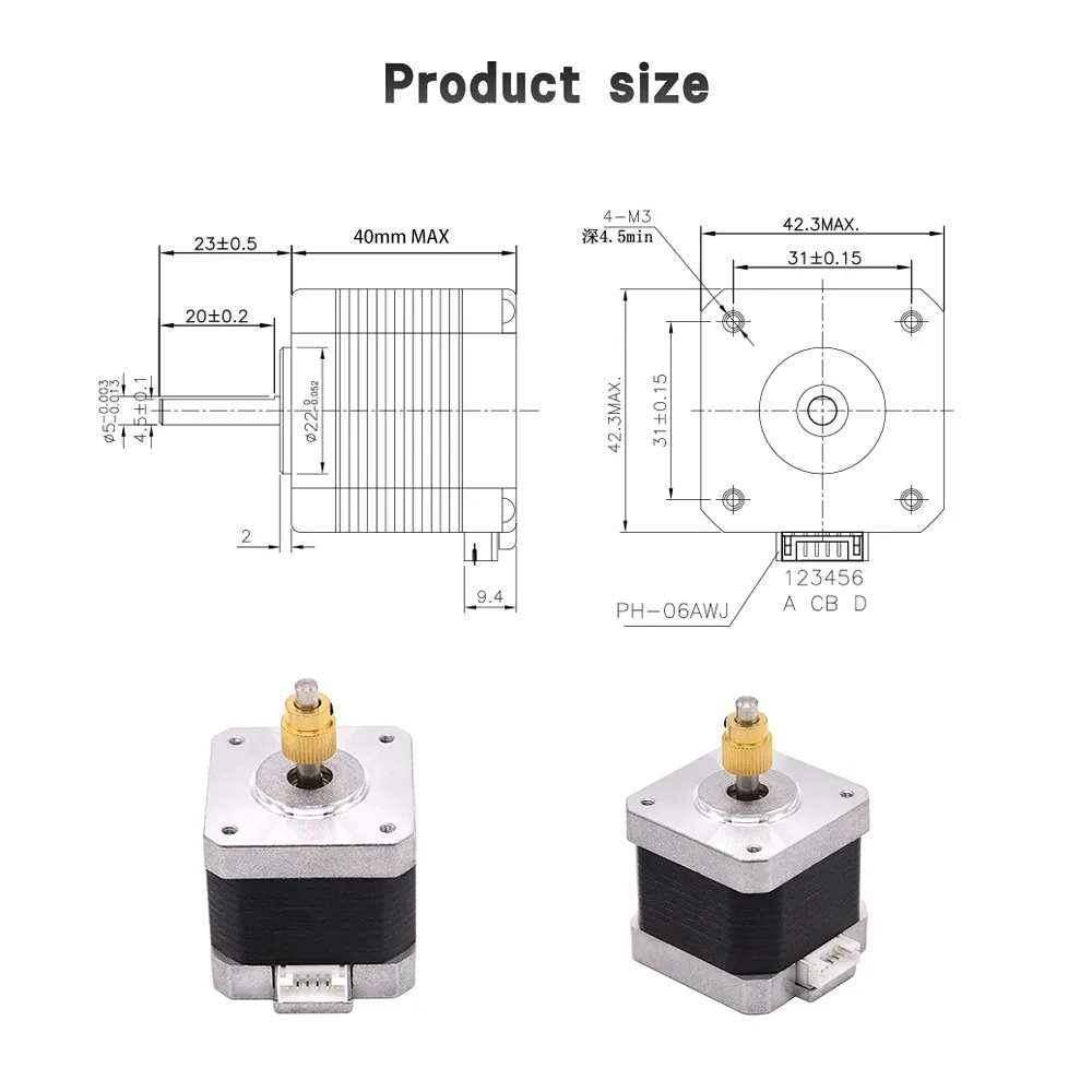 Schrittmotor 42-40 mit Extrudergetriebe für Ender
