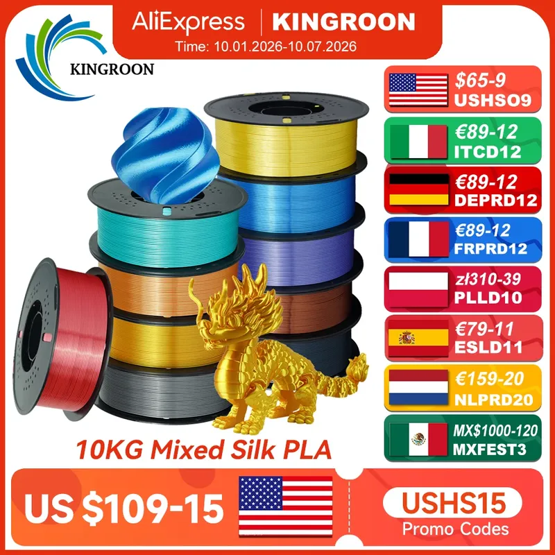 Seiden-PLA Filament 1,75 mm glänzend Mix-Farben 10 kg