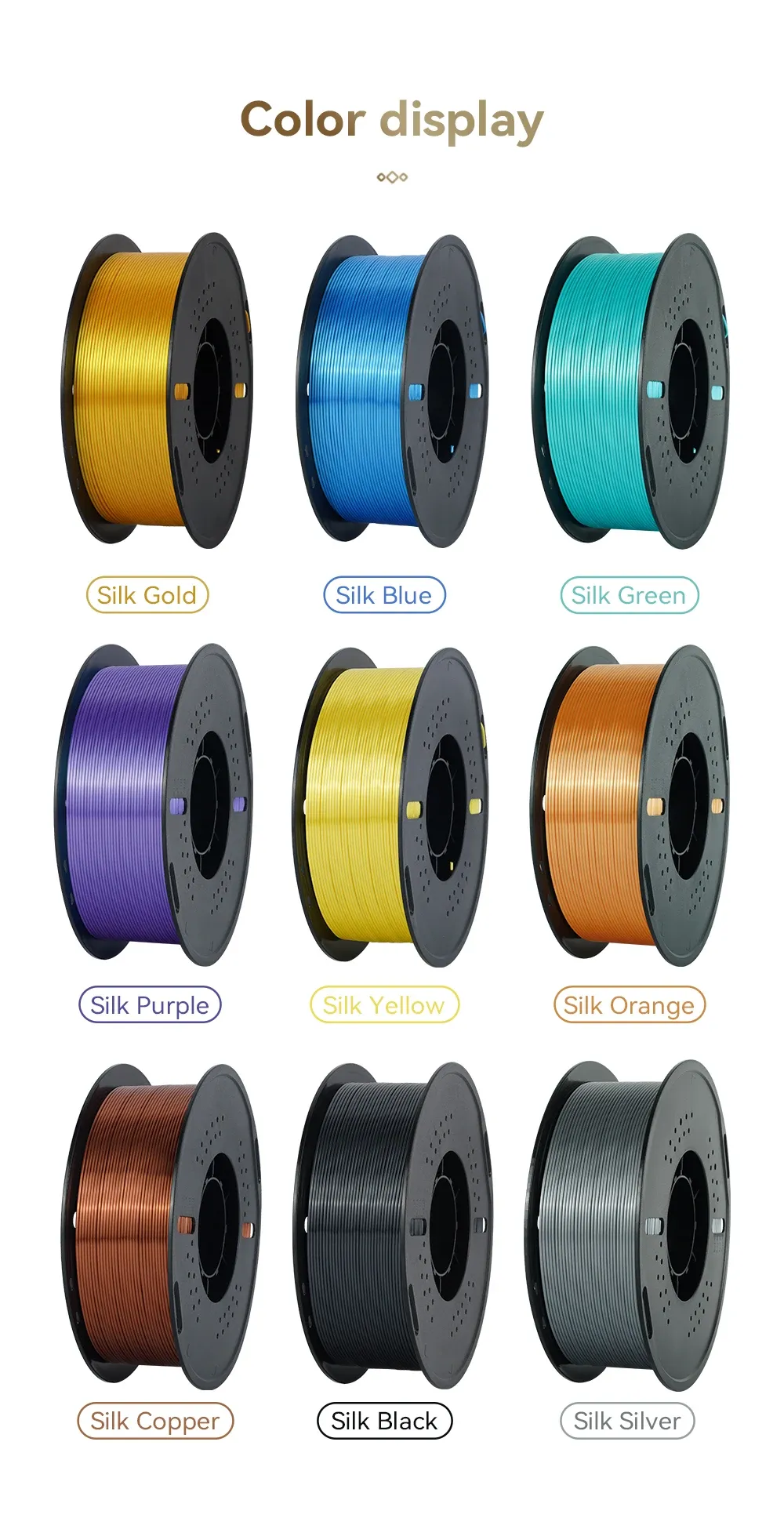 Seiden-PLA Filament 1,75 mm glänzend Mix-Farben 10 kg