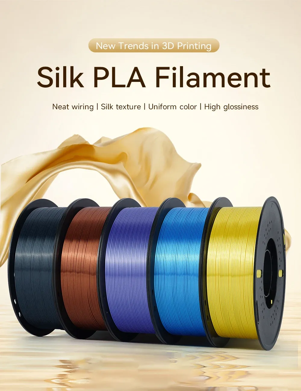 Seiden-PLA Filament 1,75 mm glänzend Mix-Farben 10 kg