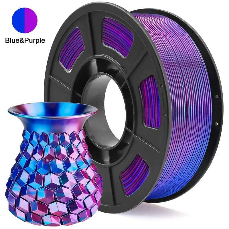 Seiden-PLA Filament 1,75 mm zweifarbig Blau-Lila 250 g