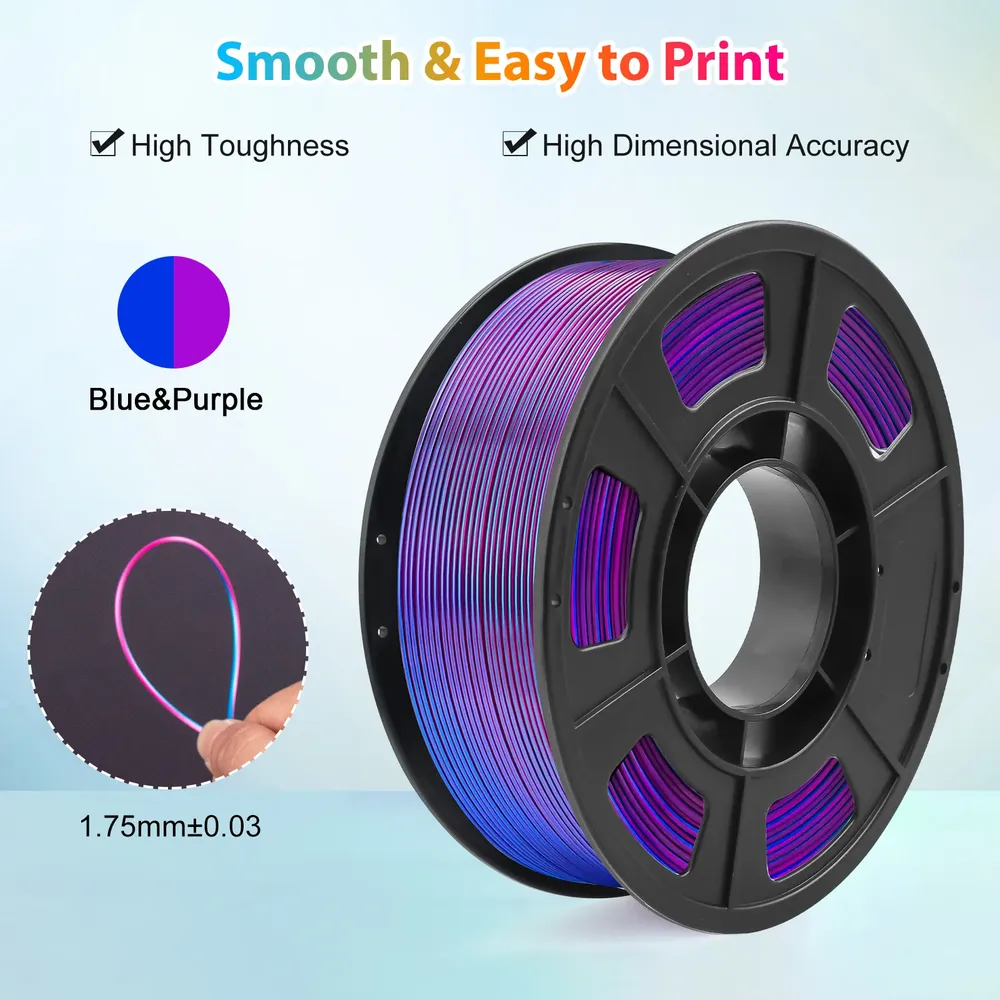 Seiden-PLA Filament 1,75 mm zweifarbig Blau-Lila 250 g
