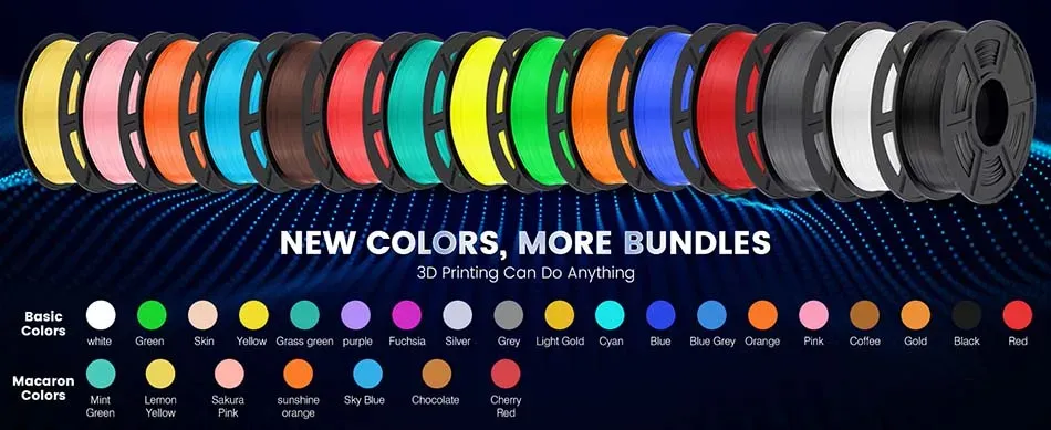 Set 5 Rollen Filament PLA PETG ABS ASA TPU