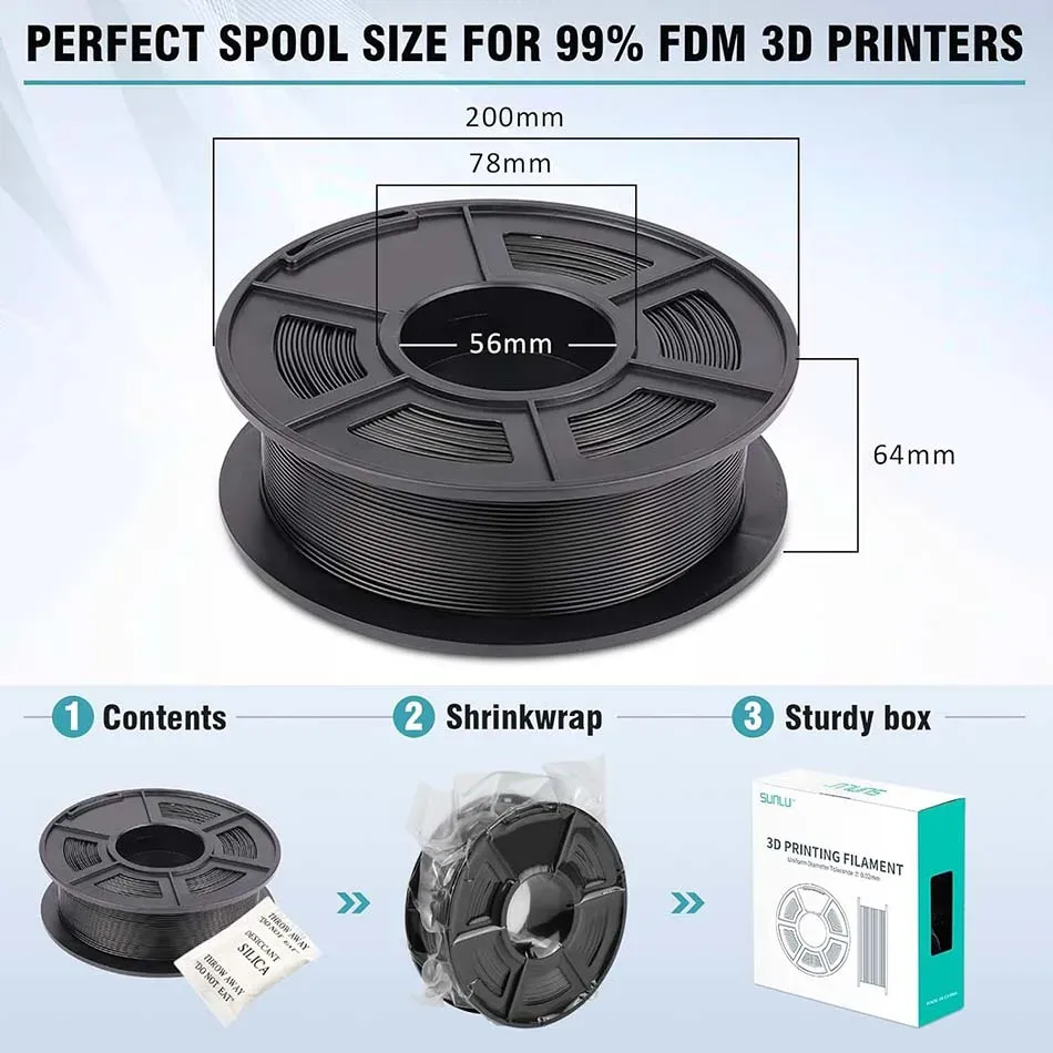 Set 5 Rollen Filament PLA PETG ABS ASA TPU