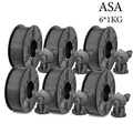 Set 6 Rollen Filament ASA 1,75 mm blasenfrei – Farbe ASA 6GY