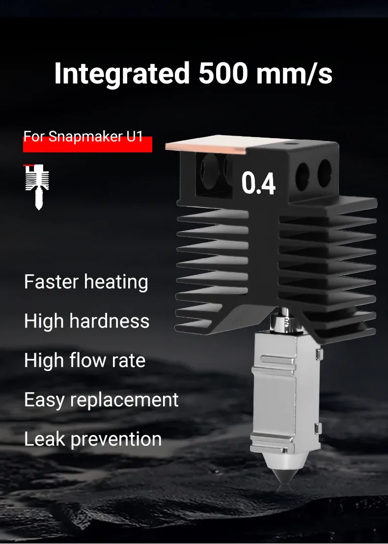 Snapmaker U1 Hotend-Kit mit Keramikblock und Düse 0,2 bis 0,8 mm
