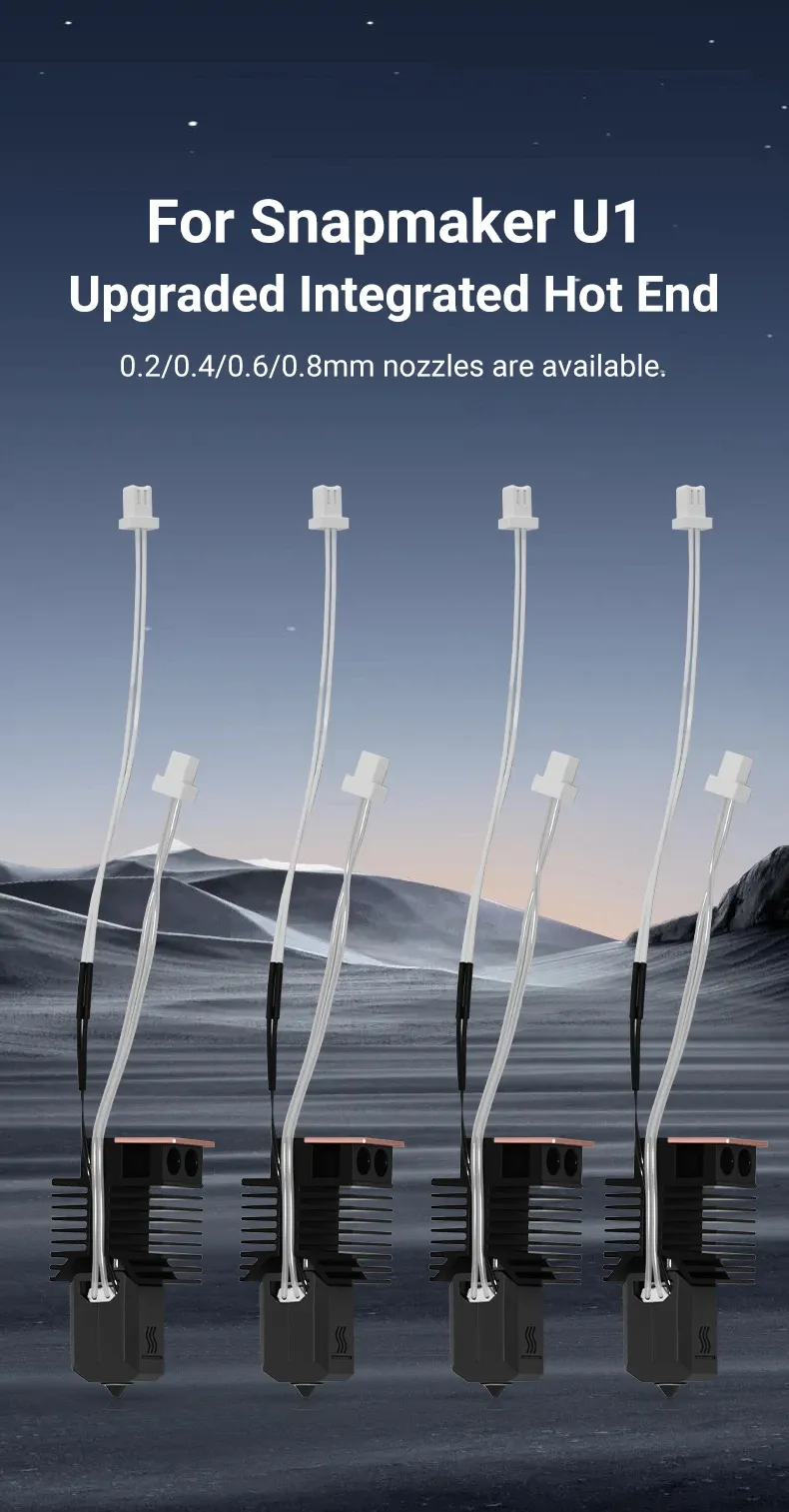 Snapmaker U1 Hotend-Kit mit Keramikblock und Düse 0,2 bis 0,8 mm