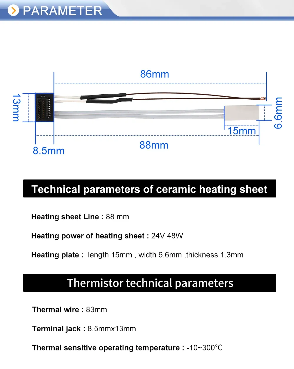 Thermistor Keramik Heizpatrone für Bambu Lab P1P P1S