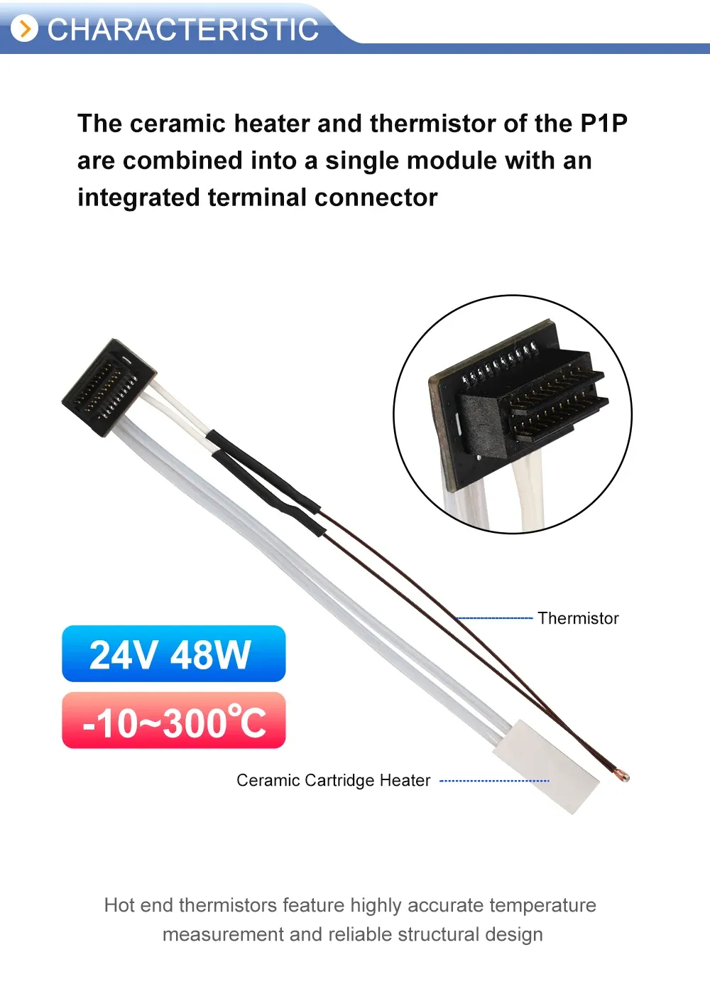 Thermistor Keramik Heizpatrone für Bambu Lab P1P P1S