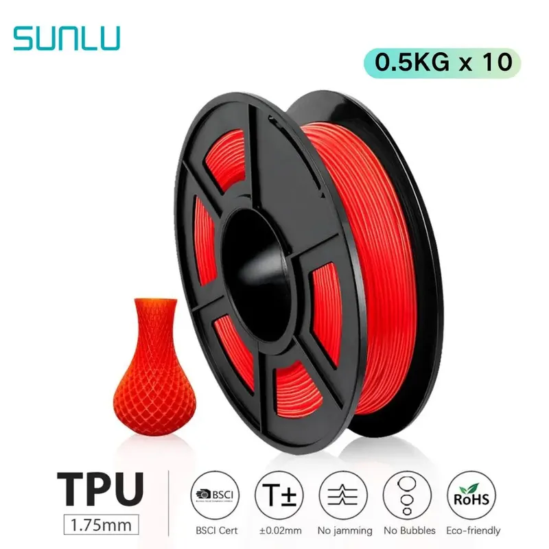 TPU Filament 1,75 mm 10 Rollen 0,5 kg hitzebeständig
