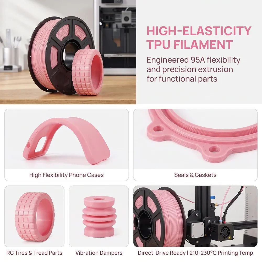 TPU Filament 200g bis 1kg 1,75mm rosa flexibel