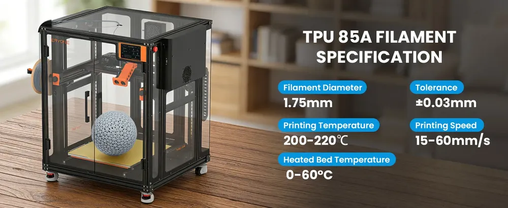 TPU Flexibles Filament 1,75 mm 85A Härtegrad 1 kg bis 3 kg