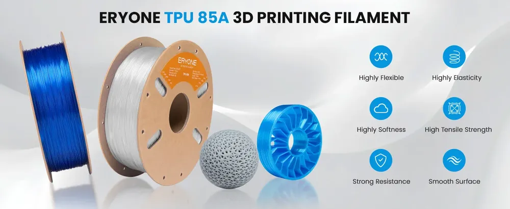 TPU Flexibles Filament 1,75 mm 85A Härtegrad 1 kg bis 3 kg