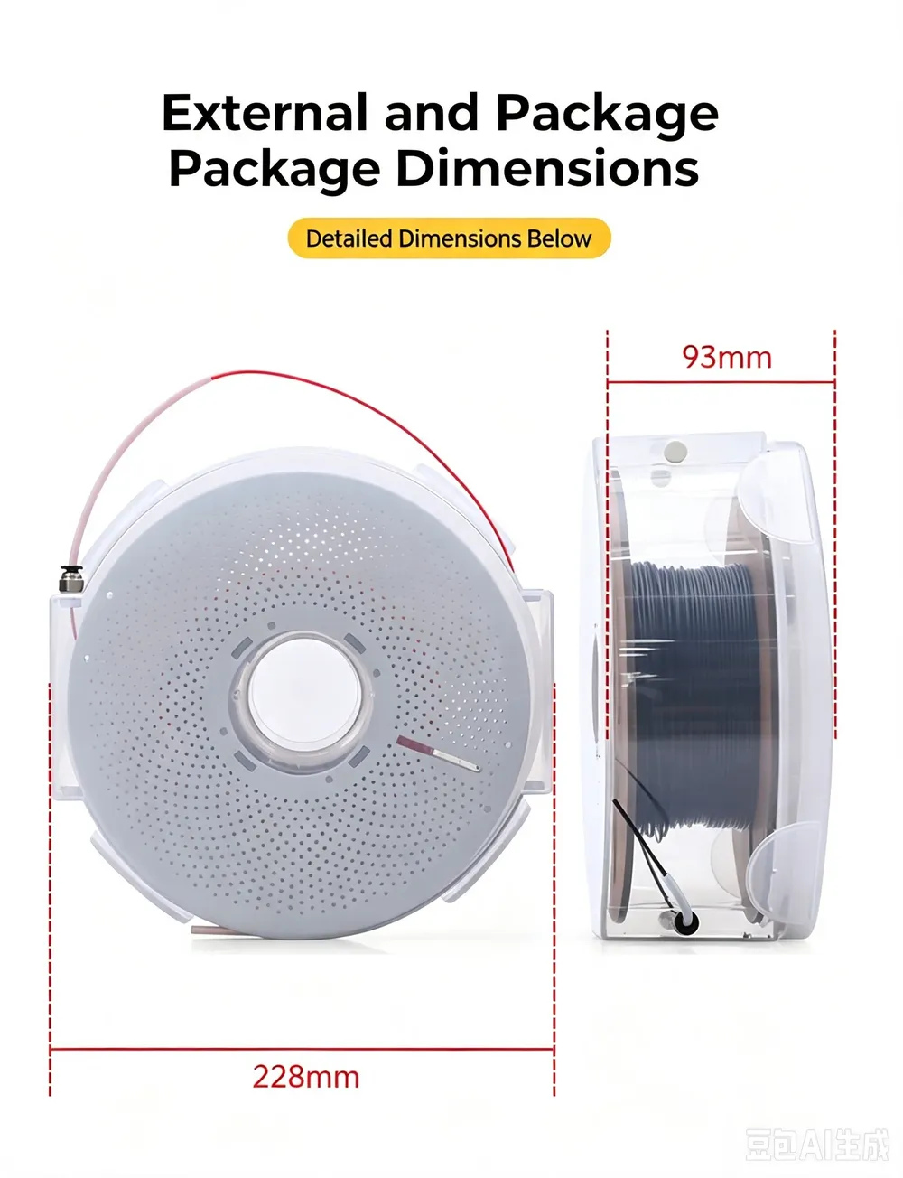Trockenbox Filament staubdicht mit Hygrometer Thermometer