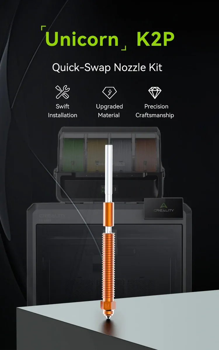 Unicorn Düsen-Set Kupfer gehärtete Stahldüse für Creality K2 Pro