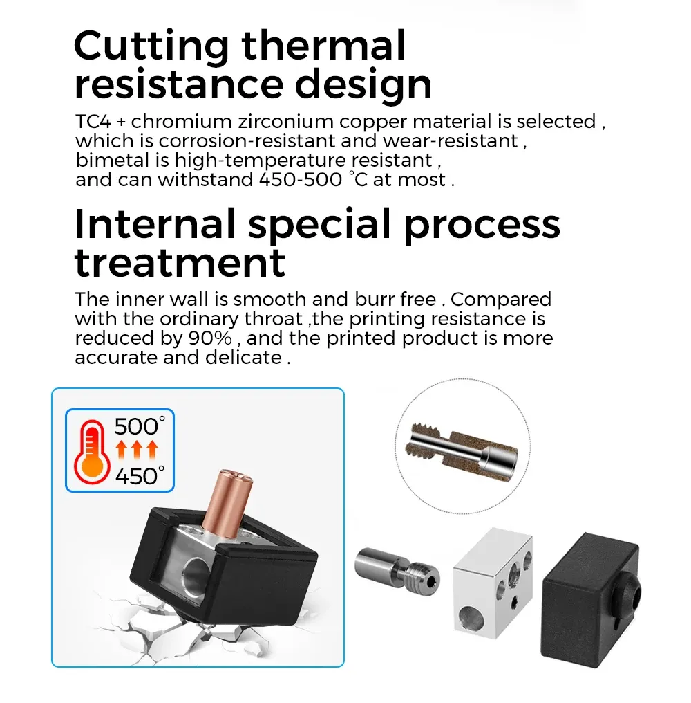Upgrade S1 Hotend Kit Bimetall-Heatbreak-Schlauch 1,75mm Edelstahl Kupfer