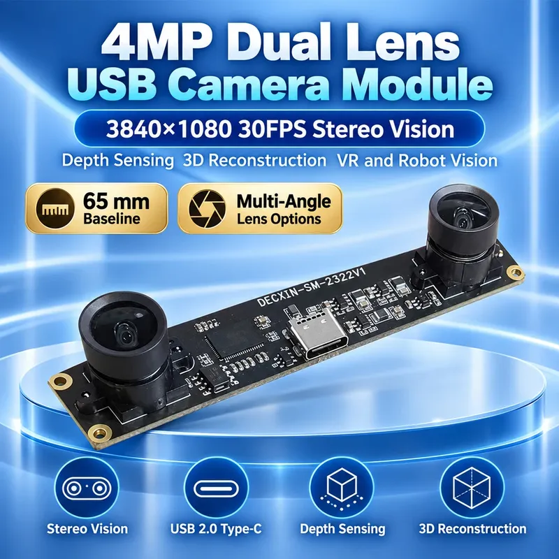 USB-Kameramodul 4MP 1080P Dual-Lens Stereo 3D-Tiefenmessung