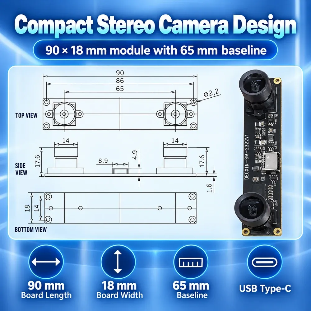 USB-Kameramodul 4MP 1080P Dual-Lens Stereo 3D-Tiefenmessung