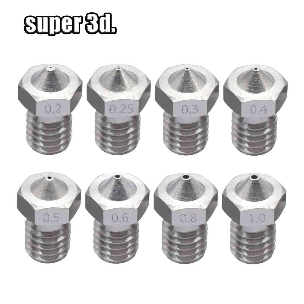 V5 V6 Edelstahl Düse M6 für 1,75 mm Filament 0,2 bis 0,8 mm 2er Set
