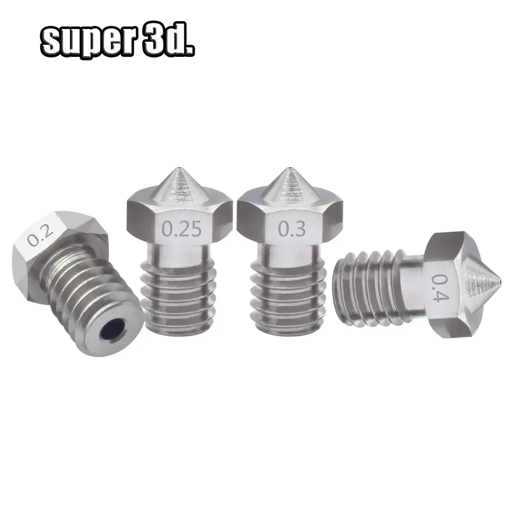 V5 V6 Edelstahl Düse M6 für 1,75 mm Filament 0,2 bis 0,8 mm 2er Set