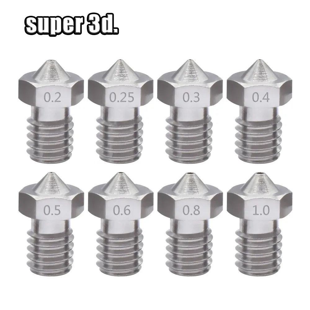 V5 V6 Edelstahl Düse M6 für 1,75 mm Filament 0,2 bis 0,8 mm 2er Set