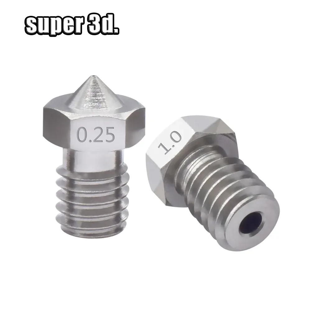 V5 V6 Edelstahl Düse M6 für 1,75 mm Filament 0,2 bis 0,8 mm 2er Set