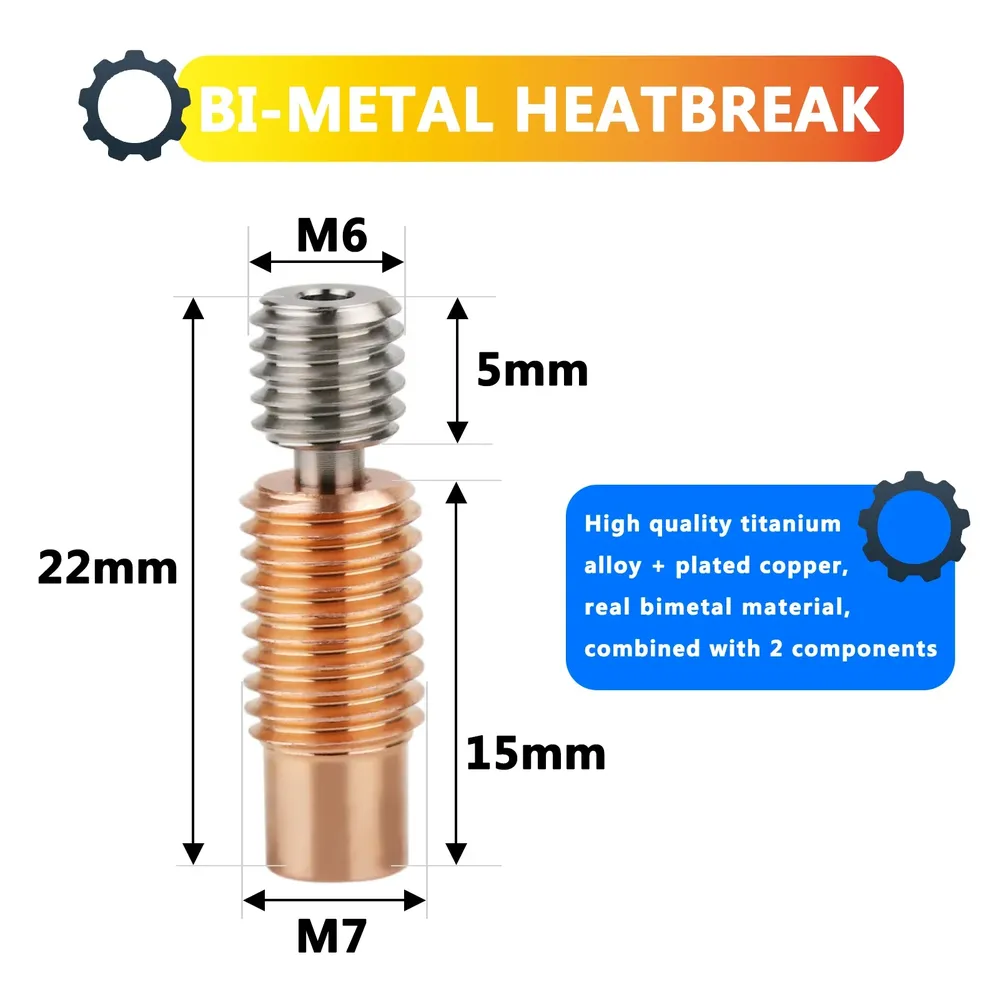 V6 Bimetall Heatbreak Kupfer-Titan Upgrade für Artillery Sidewinder X1 X2