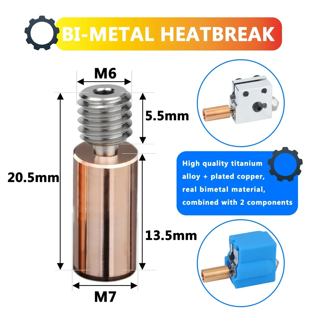 V6 Bimetall Heatbreak Kupfer-Titan Upgrade für Artillery Sidewinder X1 X2