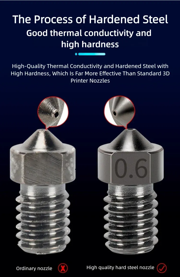 V6 Düse gehärtete Stahldüse 0,2 bis 1 mm für Ender 3 Prusa I3