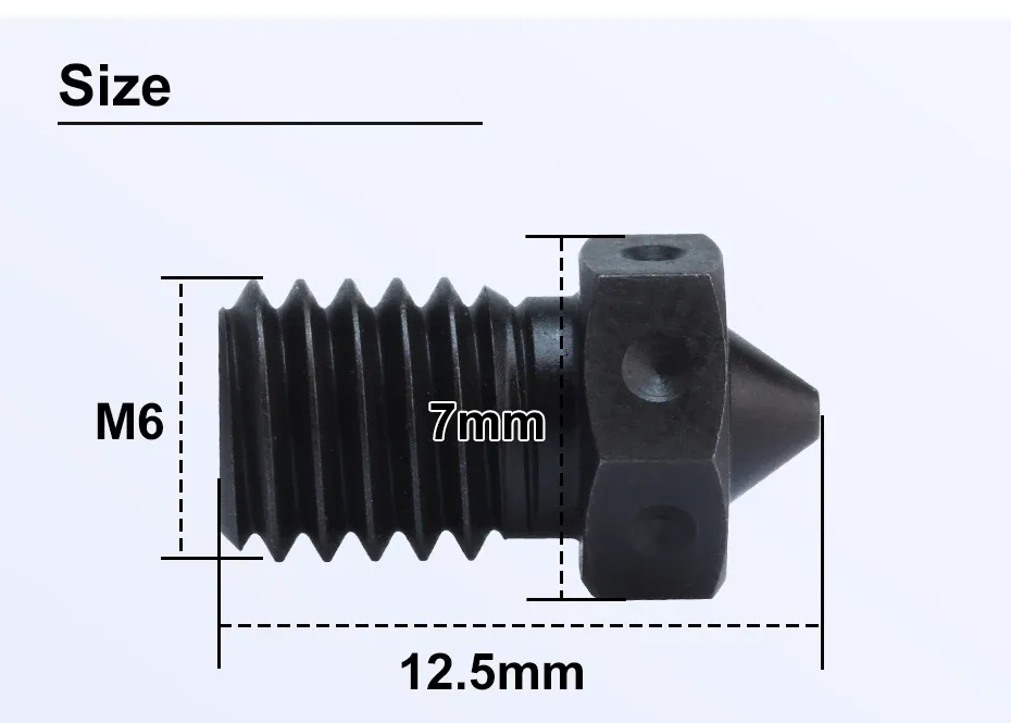 V6 Düse gehärtete Stahldüse für PEI PEEK Kohlefaserfilament