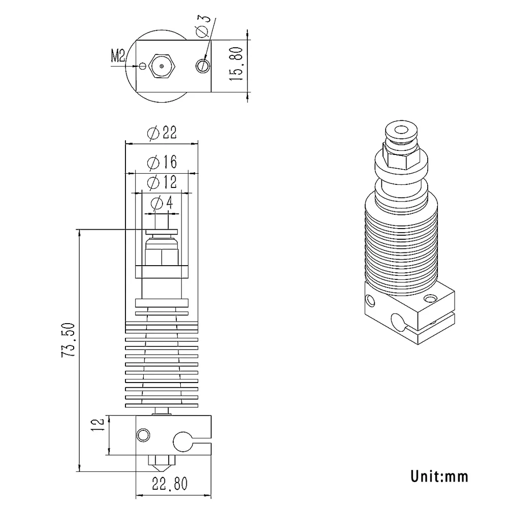 V6 Hotend Kit 1,75mm 12V/24V Bowden Extruder
