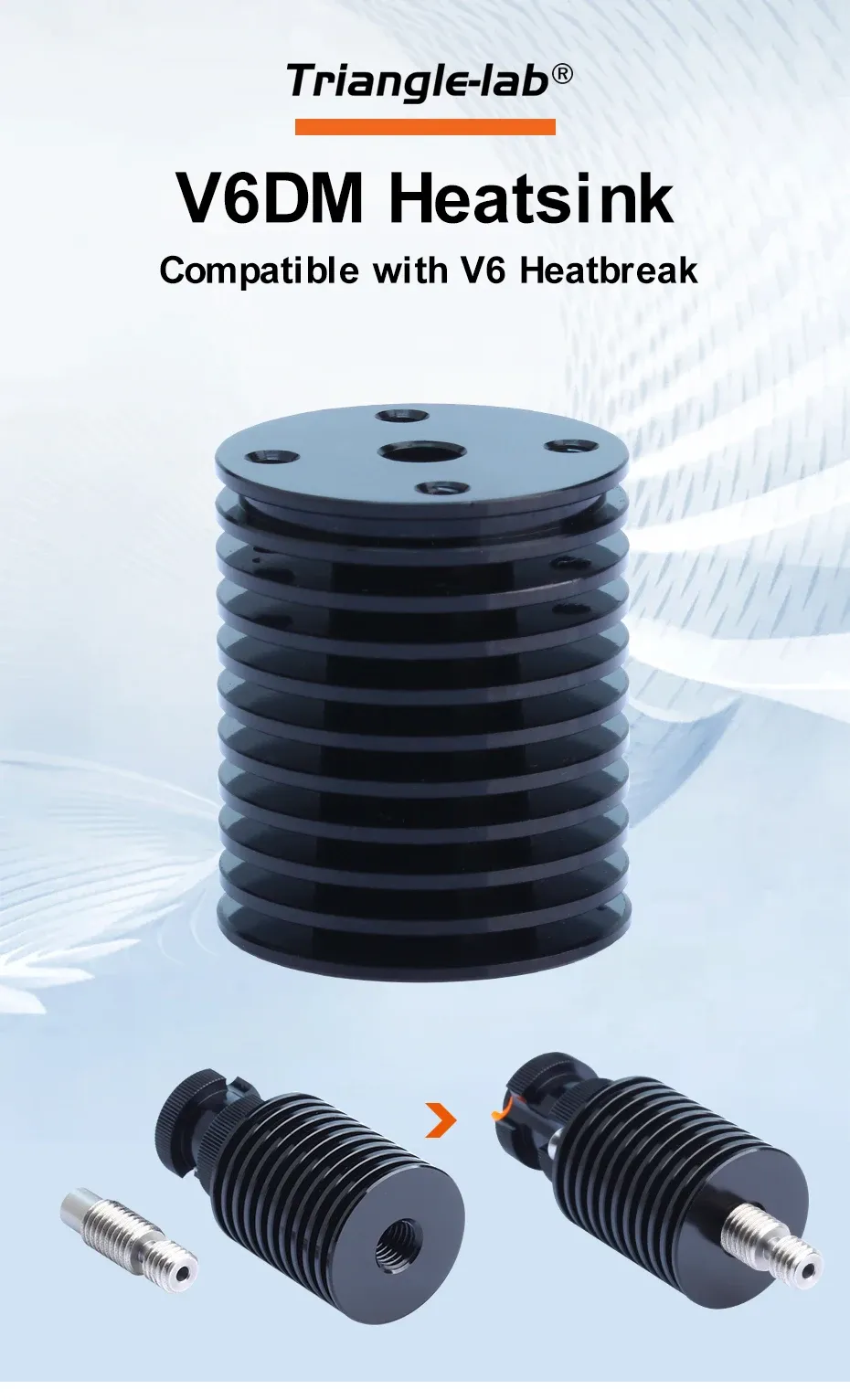 V6DM Kühlkörper kompatibel mit V6 Heatbreak Heizblock für VORON CHC Kit