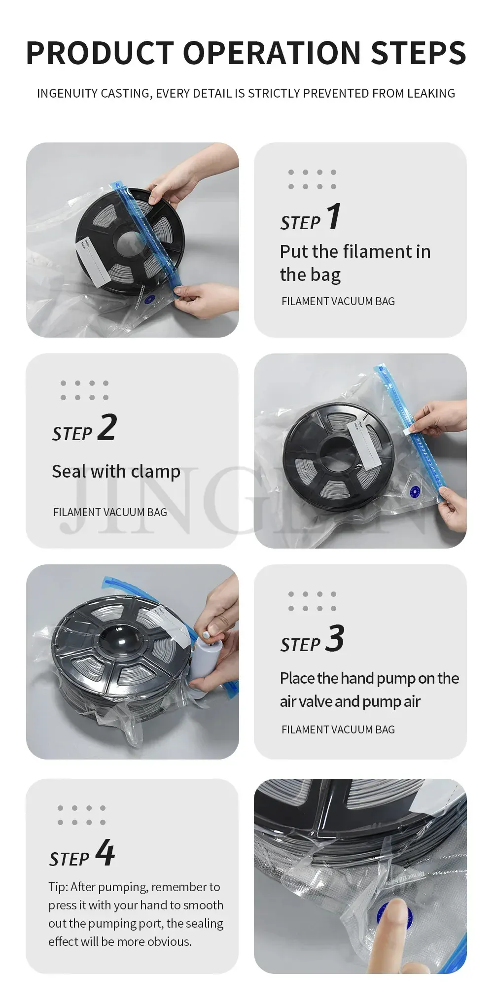 Vakuumbeutel Filament mit Griff und Luftpumpe