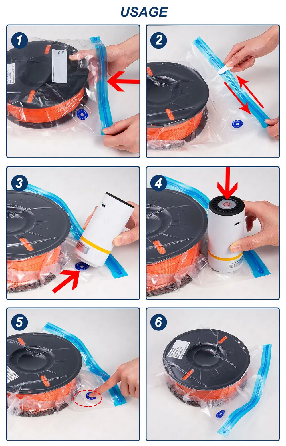 Vakuumbeutel für Filament 10 bis 30 Stück feuchtigkeitsbeständig