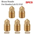 Verbessertes Hotend mit Bimetall-Heatbreak für Bambu Lab X1 X1-Carbon P1P P1S – Farbe 5pcs Brass Nozzles