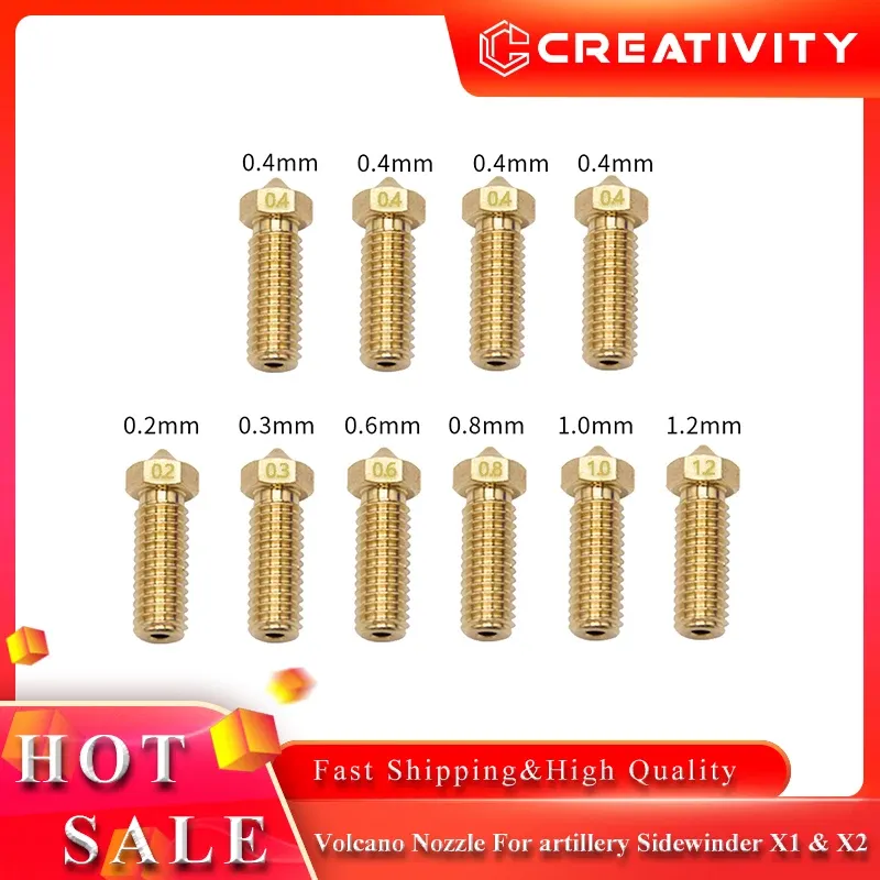 Volcano Düse Messing für Artillery Sidewinder Genius Pro 0,2 bis 1,2 mm
