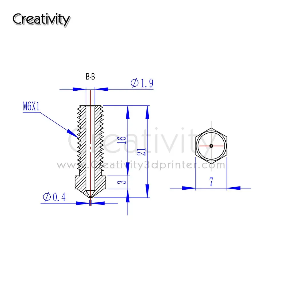 Volcano Düse Messing für Artillery Sidewinder Genius Pro 0,2 bis 1,2 mm